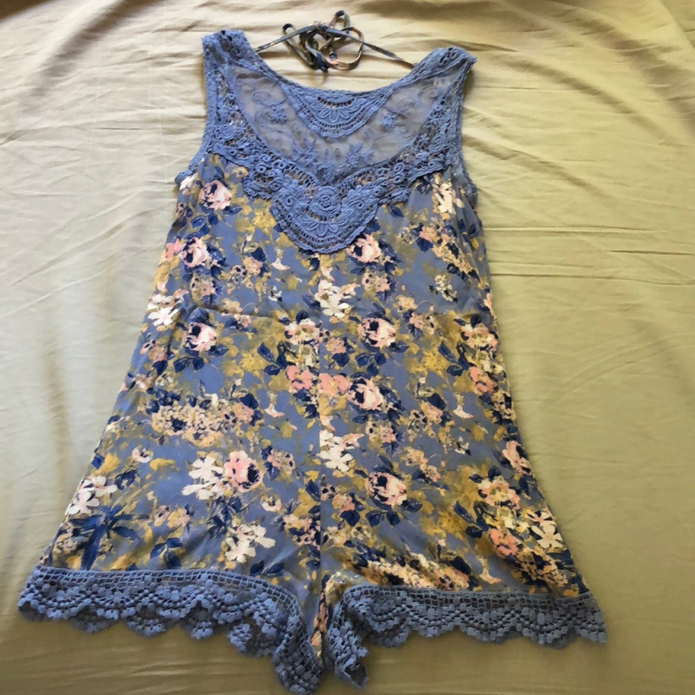 Floral and lace romper